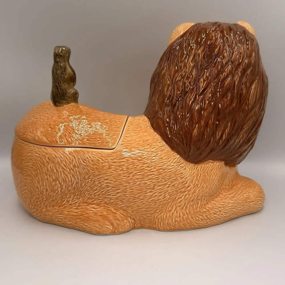Vintage 1991 Hearth & Home Lion Meerkat Cookie Jar Serengeti Safari Jungle Rare